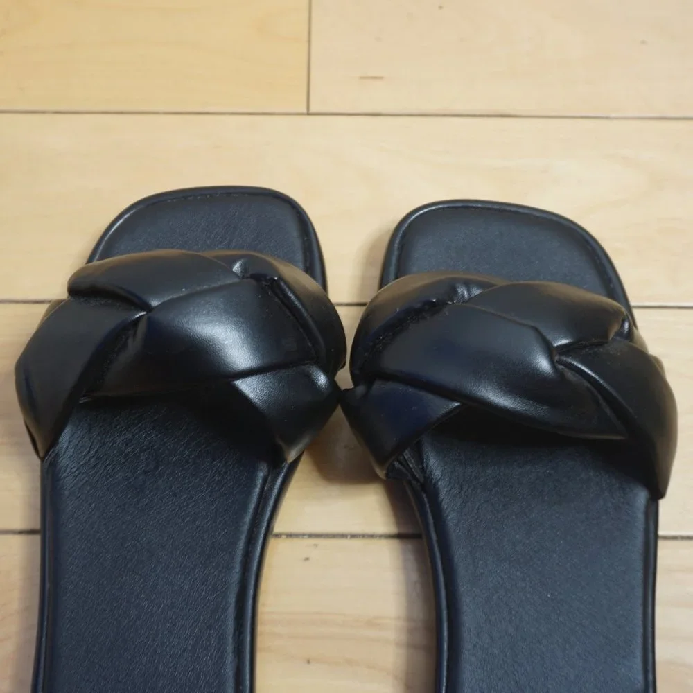 💜 NASTY GAL Black Braided Sandal (Size UK 5/EUR 38)
